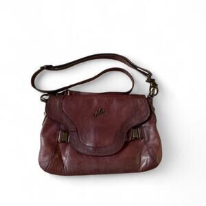 Vélez Burgundy Smooth Leather Shoulder Bag Multicolor Braided Embellishments